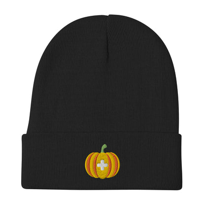 Embroidered Pumpkin Beanie